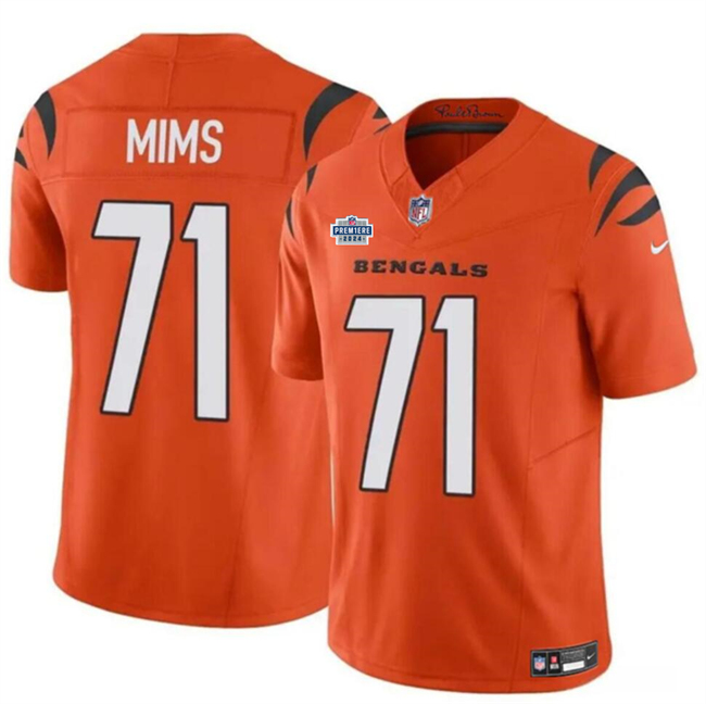 Men's Cincinnati Bengals #71 Amarius Mims Orange 2024 With Dradt Patch F.U.S.E Vapor Untouchable Limited Football Stitched Jersey